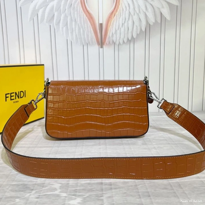 Cheap HOT Bag Medium Brown Leather In Baguette Crocodile Fendi Tiffany 0720